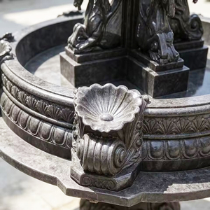<span class=keywords><strong>Fontaine</strong></span> Pégase à trois niveaux en marbre noir sculpté à la main, statues de chevaux ailés pour l'aménagement paysager des cours de châteaux - Product Image 3