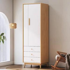 <b>White</b> <b>Solid</b> <b>Wood</b> <b>Wardrobe</b> Hinged Door 3 Drawers Space Saving Bedroom Storage Cabinet For Children Adults Elderly - Product Image 1