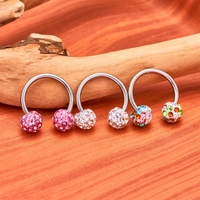 Anneaux de nez et de septum en titane G23 16G, boucles d'oreilles scintillantes en forme de boule disco avec zircon cubique, bijoux de piercing en cristal