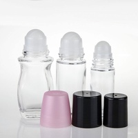 Bouteilles de rouleau de verre transparent de 50ml pour huiles essentielles et déodorant rouleau de conteneur de rouleau rechargeable vide pour boule pour gouttes pour les yeux