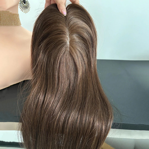 Fábrica Atacado Handmade Europeu Cabelo 5x6 ''Mono Topper Morena Quente Natural Virgem Peruca de Cabelo Humano 10-20 Polegada 150% Densidade - Product Image 2