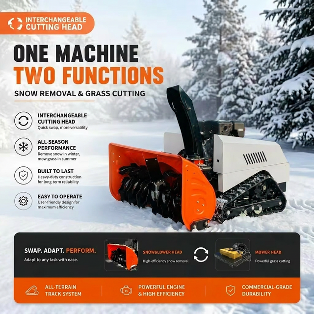 15HP Loncin Remote Control Snow Blower & Lawn Mower 2in1 Crawler Robotic Snow Plow 100cm Width All-Season Commercial Machine