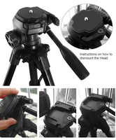 YuSen 60'' Alüminyum Profesyonel Tripod Kamera Telefonu Katlanabilir Hafif 10kg Taşıma Kapasiteli Çevirmeli Kilit Mini Tasarım Kablosuz