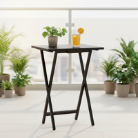 Table à manger pliable moderne en bois avec logo personnalisé, réglable, portable, avec rangement, gain de place, pour hôtel, 15" x 19" x 26", noire