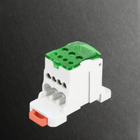 Boîtier de distribution industriel monophasé CHHP UKK80A jaune 6 pôles sur rail DIN, connexion par vis, borniers 80A max.