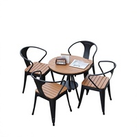Ensemble table et chaises de balcon en bois traité sous pression, style moderne et minimaliste, mobilier de loisirs extérieur pour villas, cafés et salons de thé