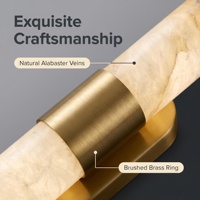 Lampe murale verticale linéaire LED moderne de luxe, à intensité variable, avec abat-jour en marbre, pour salle de bain, coiffeuse, chambre, villa, hôtel, décoration