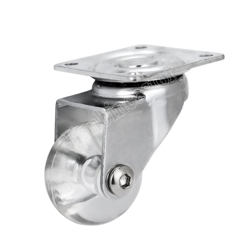 3 Transparent Swivel Steel Polypropylene Wheel Ball Bearing Office Chair Caster with 50kg Load Capacity and Swivel Brake
