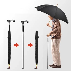 Bastón de Senderismo Metálico Recto y Grande con Función Todo en Uno para Escalar, Hacer Senderismo y Protegerse de la Lluvia - Product Image 1