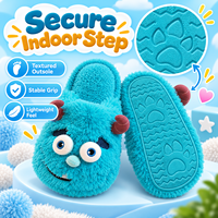 Pantoufles en peluche monstre mignonnes pour adultes, unisexes, chaudes et moelleuses pour l'hiver, antidérapantes, vente en gros