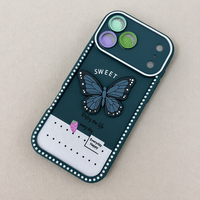 Casing HP iPhone 17 Pro Frosted Tpu 3d Motif Kupu-kupu Berhias Berlian Hijau Lucu Grosir