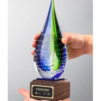 Cristal artisanat goutte d'eau glaçure colorée affaires goutte d'eau forme écologique gravé au Laser cristal trophée sport prix