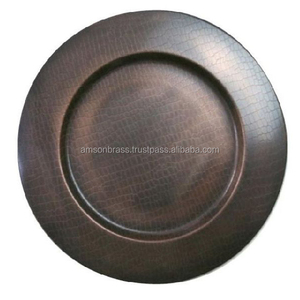 Placa decorativa para cargador, platos, placas de forma redonda, mesa de comedor de hierro y Metal con acabado de bronce antiguo - Product Image 1