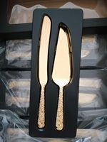 Ensemble cadeau de mariage en argent anniversaire Vintage fête décoration or outils de gâteau couteau à gâteau et ensemble de serveur