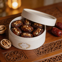Boîte d'emballage cylindrique ronde personnalisée de luxe vide couleur crème avec estampage à chaud pour bonbons, dattes et cadeaux