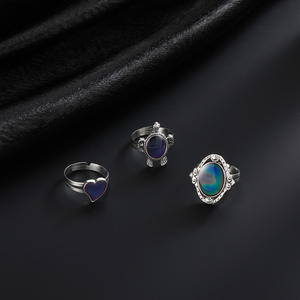 KR-176 Veranderende Kleur Vinger Sieraden Kleur Verandering Ring Die Verandert Van Kleur 3 Stuks Hart Ovale Vormige Schildpad Stemming Ring Kit - Product Image 5