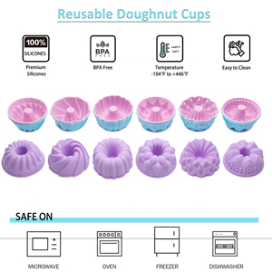 24PCS tái sử dụng không dính Silicone Mini Donut muffin cupcake khuôn bánh Pastry nướng khuôn mẫu thực phẩm dùng một lần khuôn túi bánh công cụ - Product Image 5