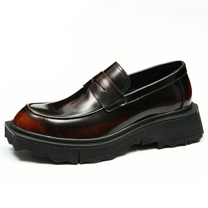 Zapatos de cuero antideslizantes de alta calidad para hombre, cuero suave, formales de negocios, casuales, con suela gruesa, mocasines británicos con alza - Product Image 5
