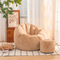 Fauteuil pouf en peluche avec repose-pieds, siège d'appoint moderne, chaise longue au sol pour salon et chambre à coucher
