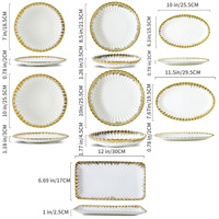 Assiette plate en céramique de luxe avec bord doré, vaisselle en porcelaine, vente en gros pour usines de céramique