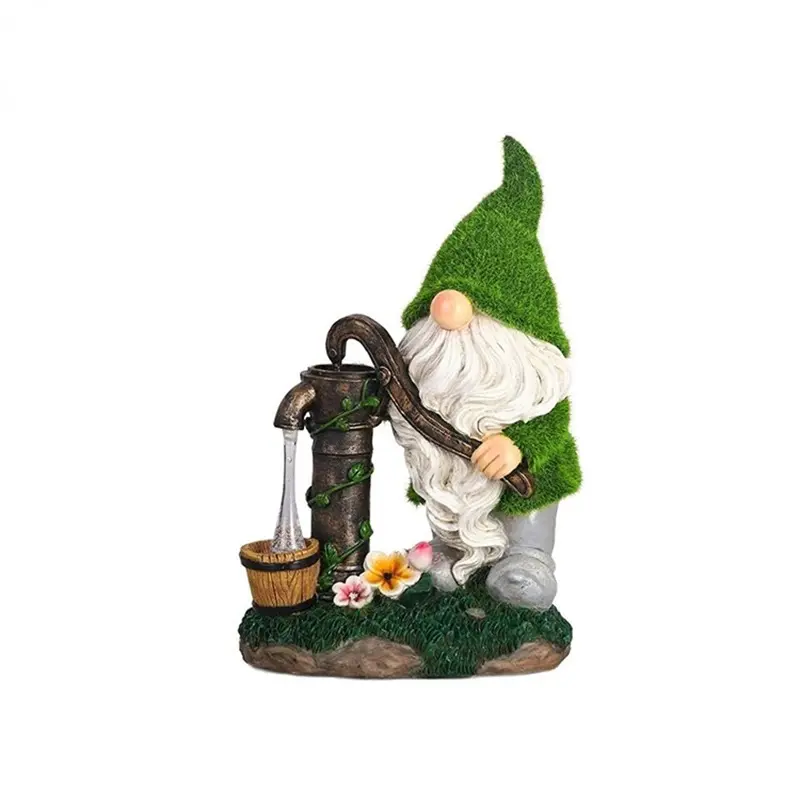 Dekorasi luar ruangan besar Resin Gnome patung lucu Resin Gnome patung memegang Solar LED lampu lentera untuk dekorasi halaman