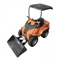 Mini Wheel Skid Steer Loader, Skidsteer Kompak yang Dapat Dikendarai dengan Bucket Quick Attach