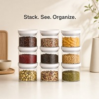 Bocal en verre borosilicate hermétique de 1000 ml, couvercle à bouton-poussoir, bocal empilable pour garde-manger, compatible micro-ondes et congélateur