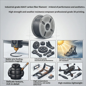 Filament d'impression 3D ASA CF Fibre de carbone, sans colmatage, sans défillement, sans déformation, haute résistance, résistant aux hautes températures pour Bambu Lab - Product Image 6