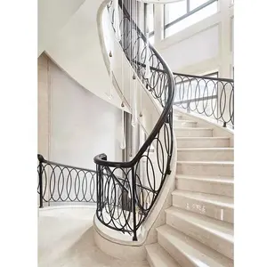 天然米色大理石螺旋楼梯台阶瓷砖胎面室内装饰螺旋楼梯
