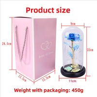 Lampu Malam LED Kaca Buatan Tangan Hari Valentine Natal Kotak Hadiah Mawar Desain Bunga Berlapis Emas 24K Romantis Impian untuk Pacar
