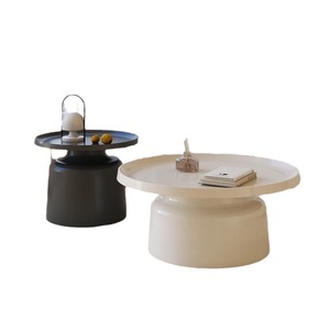 Mesa de Centro NKAHS Estilo Martini Cremoso, Juego de Mesa de Centro Moderna de Metal, Móvil, Ecológica, Fácil de Limpiar, Decorativa para Sala de Estar - Product Image 3
