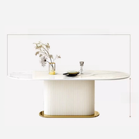 Ensemble de table et chaises de salle à manger ovales modernes 6 places avec plateau en pierre frittée, fabrication chinoise