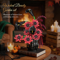 885 Piezas de Juguetes Creativos para Hacer Manualidades, Juego de Bloques de Flores Hechas a Mano, Juego de Bloques de Construcción Wieked Beauty Garden, Juego de Bloques de Construcción de Ramos de Flores