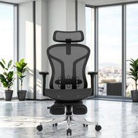 Fauteuil de bureau ergonomique de luxe pivotant et inclinable en tissu maillé avec repose-pieds, idéal pour les professionnels et le confort moderne.
