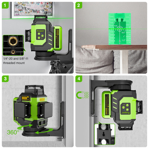<span class=keywords><strong>Huepar</strong></span> 3D Green Line <span class=keywords><strong>Laser</strong></span> LS03CG <span class=keywords><strong>360</strong></span> Niveles láser rotativos con estuche rígido - Product Image 2