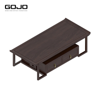 Table à café en bois massif de Style chinois traditionnel fait à la main Design sculpté Accents en cuivre combinaison décorative de bureau à domicile