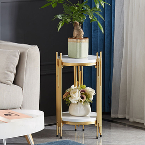 <span class=keywords><strong>Support</strong></span> à fleurs en marbre, échelle à 2 niveaux, étagère intérieure pour mariage, <span class=keywords><strong>support</strong></span> en métal <span class=keywords><strong>haut</strong></span> doré, designs d'affichage, pot de fleurs, <span class=keywords><strong>support</strong></span> à plantes - Product Image 4