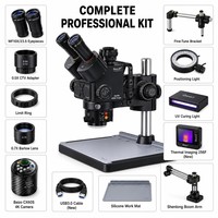 Kit de microscope stéréoscopique trinoculaire QianLi Gorilla 6558 avec caméra 4K Baizo CX60S pour réparation de circuits imprimés (PCBA) et imagerie thermique