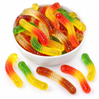 Bonbons Halal en forme de vers en petits paquets, saveur fruitée, pour la vente en gros aux supermarchés