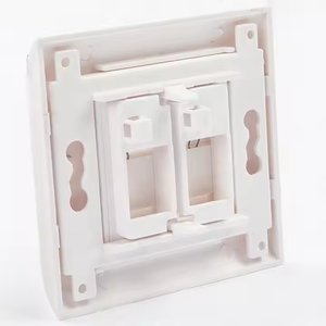 Plaque murale RJ45 double port avec <span class=keywords><strong>obturateur</strong></span>, pour ordinateur et téléphone, ABS blanc 80x80mm - Product Image 3