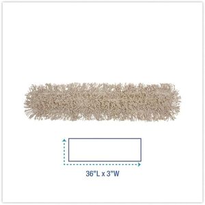 Boardwalk 36 In. X 3 In. White Cotton Dust <b>Mop</b> Head with 360 Degree Rotating Plastic Basket and Rectangle Design - Product Image 1