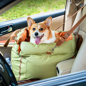 Lits de luxe pour chiens, logo personnalisé, coton, simili cuir, siège auto pour animaux de compagnie avec boucles de sécurité - Product Image 5