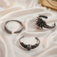 Gelang Gothic Anti Karat Baja Tahan Karat Model Tengkorak Cakar, Manset Terbuka, Unisex Punk, Perhiasan Wanita Pria Grosir Pabrik