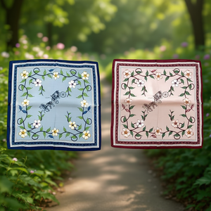 Foulard quadrato floreale 70x70 cm con motivo carrozza per donna e uomo - Product Image 2