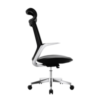 Chaise de bureau exécutive ergonomique moderne à dossier haut pivotant, revêtement en cuir PU, base en aluminium réglable pour le bureau