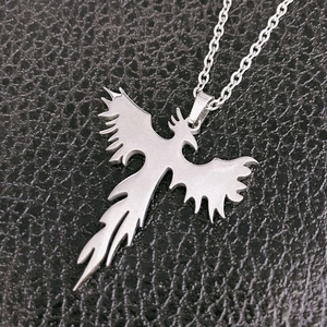 Colliers en acier titane Hip Hop Rock Phoenix pour femmes et hommes, bijoux de mode, couleur argent, pendentif oiseau Phénix séculier - Product Image 4