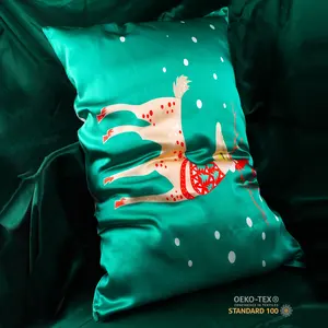 High Quality Christmas Deer Customized mulberry silk pillowcase 16/19/22/25Momme Silk Pillowcase envelope silk pillow case