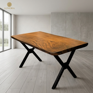 Mesa de Comedor Moderna Aston de Madera Maciza Cuadrada (Patas de Metal) - Hecha a Mano, Multiusos, Requiere Ensamblaje - Para Uso en Hoteles y Apartamentos - Product Image 5