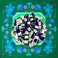 Tuiles de Mahjong Américain Rayées Vertes avec Tapis Vert Forêt Paon, Logo Personnalisé OEM pour Réunion d'Amitiés