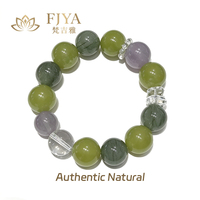 Bracelet classique en quartz rutilé vert serpentine naturel, perles de fluorite bleue diabolique de 14 mm, bijoux énergétiques audacieux pour femmes